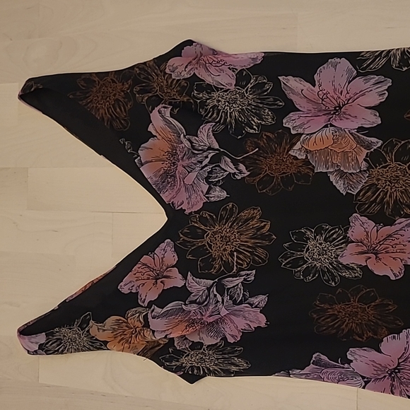 EUC 1990s VTG  Scarlett Black with Pink Floral Print Slip Dress with Flowing Hem - Picture 6 of 16